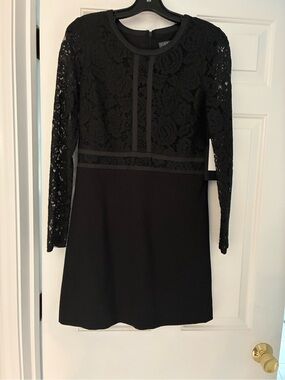 Black Lace Long-Sleeve Fit & Flare Dress